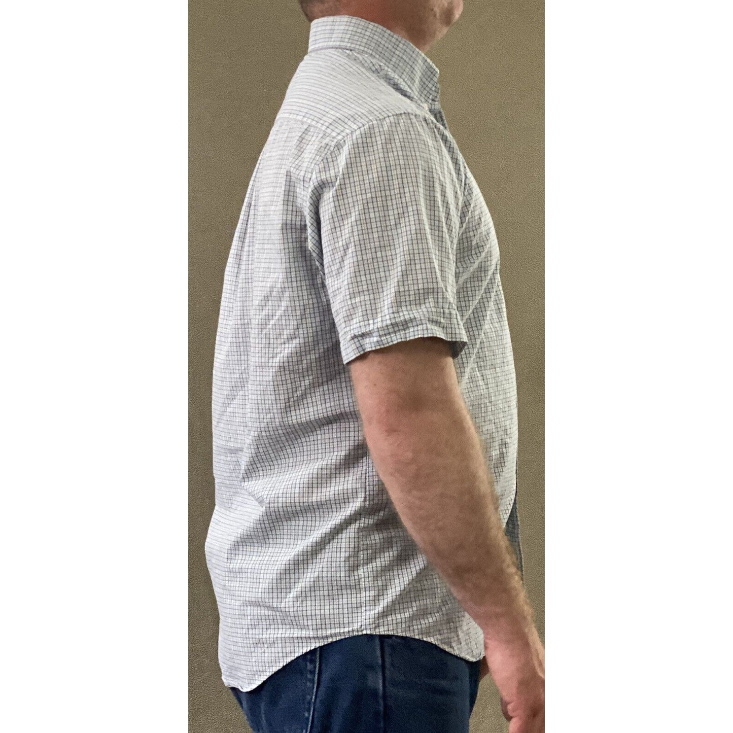 Arrow Men’s Medium Sky Blue Plaid Checks Button-down Shirt Sleeves