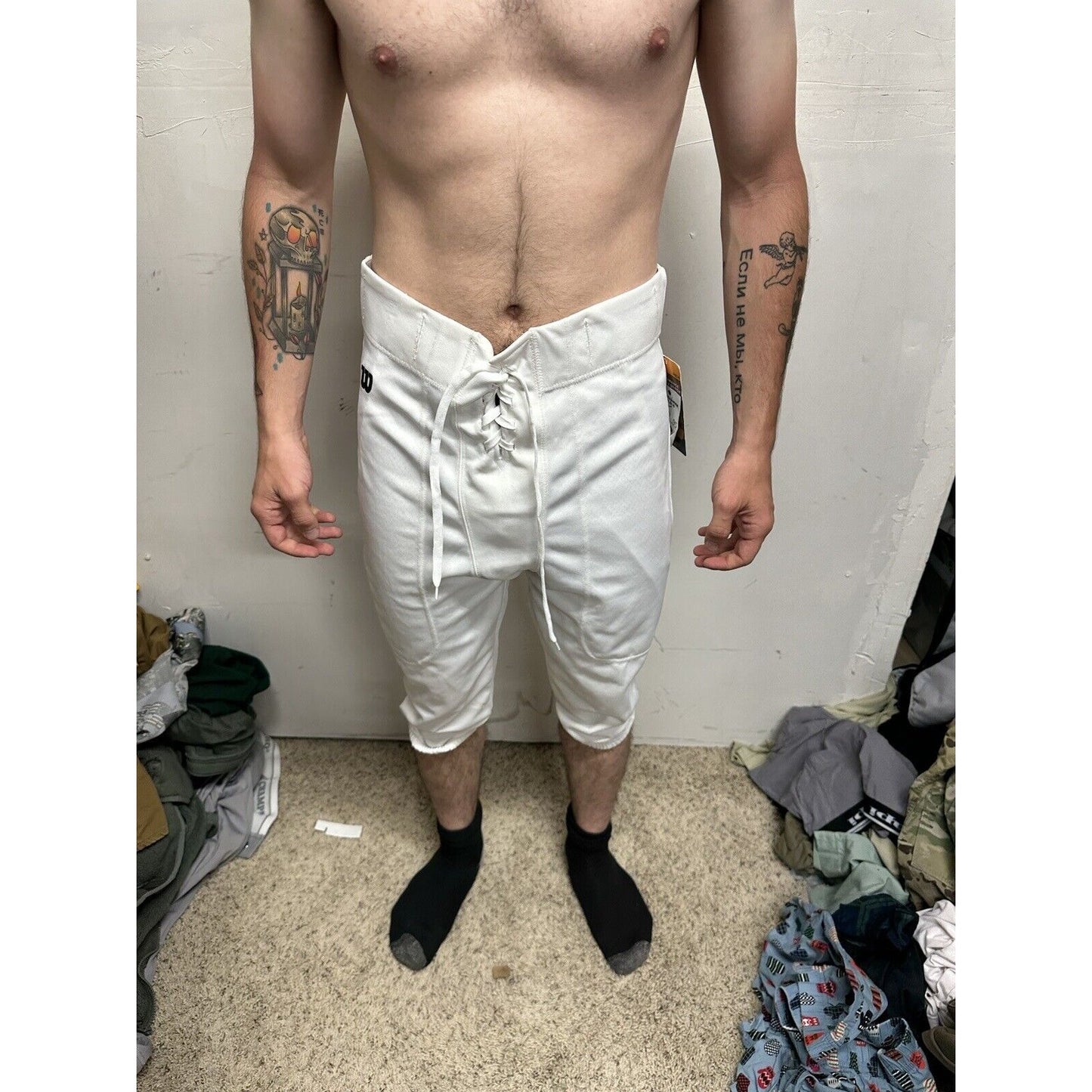Men’s White Wilson Football Pants Large