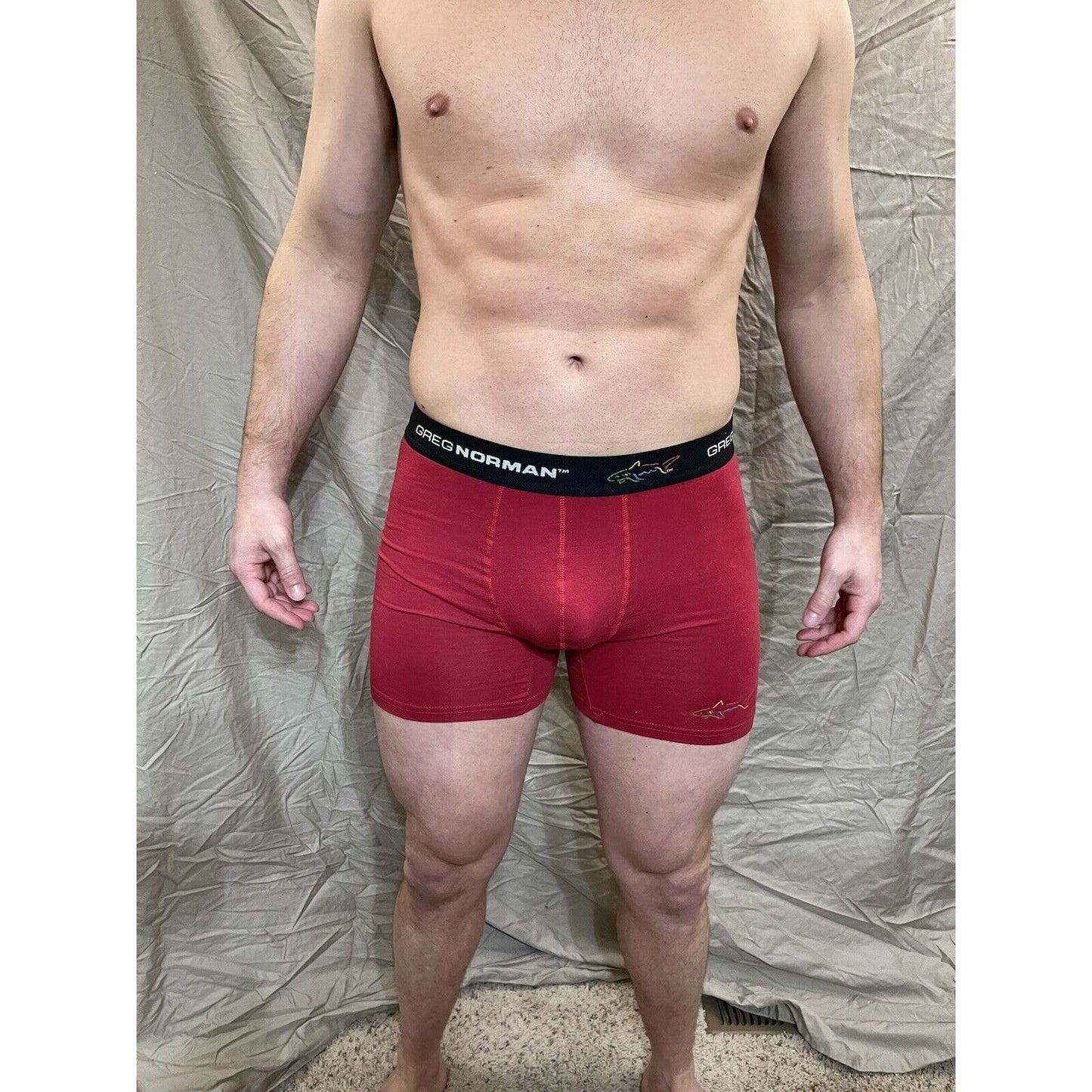 men's greg norman red small compression shorts