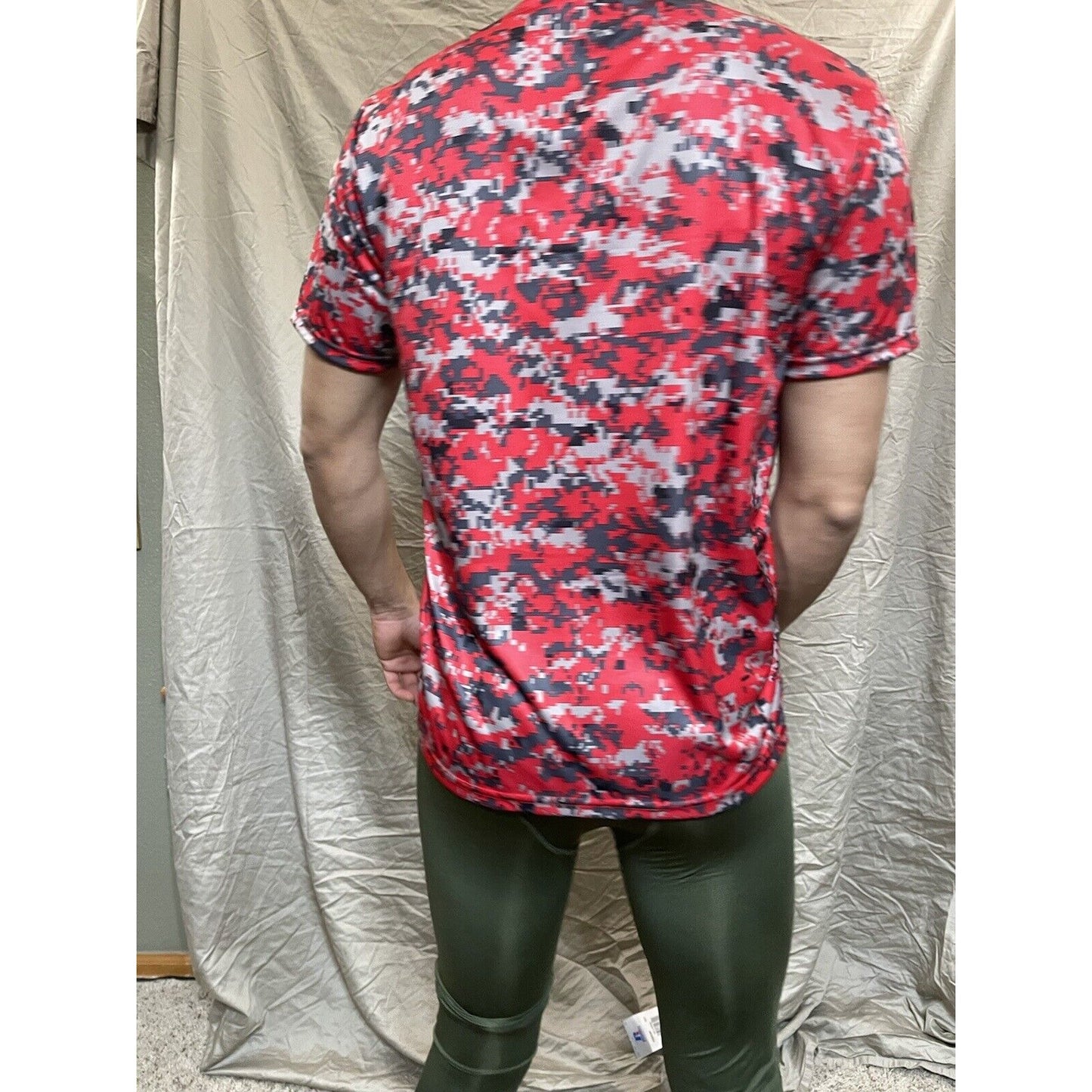 Boy's Youth Large Digi Camo Alleson Athletic Red Compression Workout Shirt