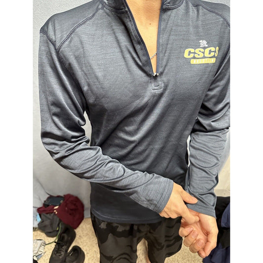 Men’s Gray Navy Blue CSCS Wrestling BSN Sports Medium Pullover 1/4 Zip