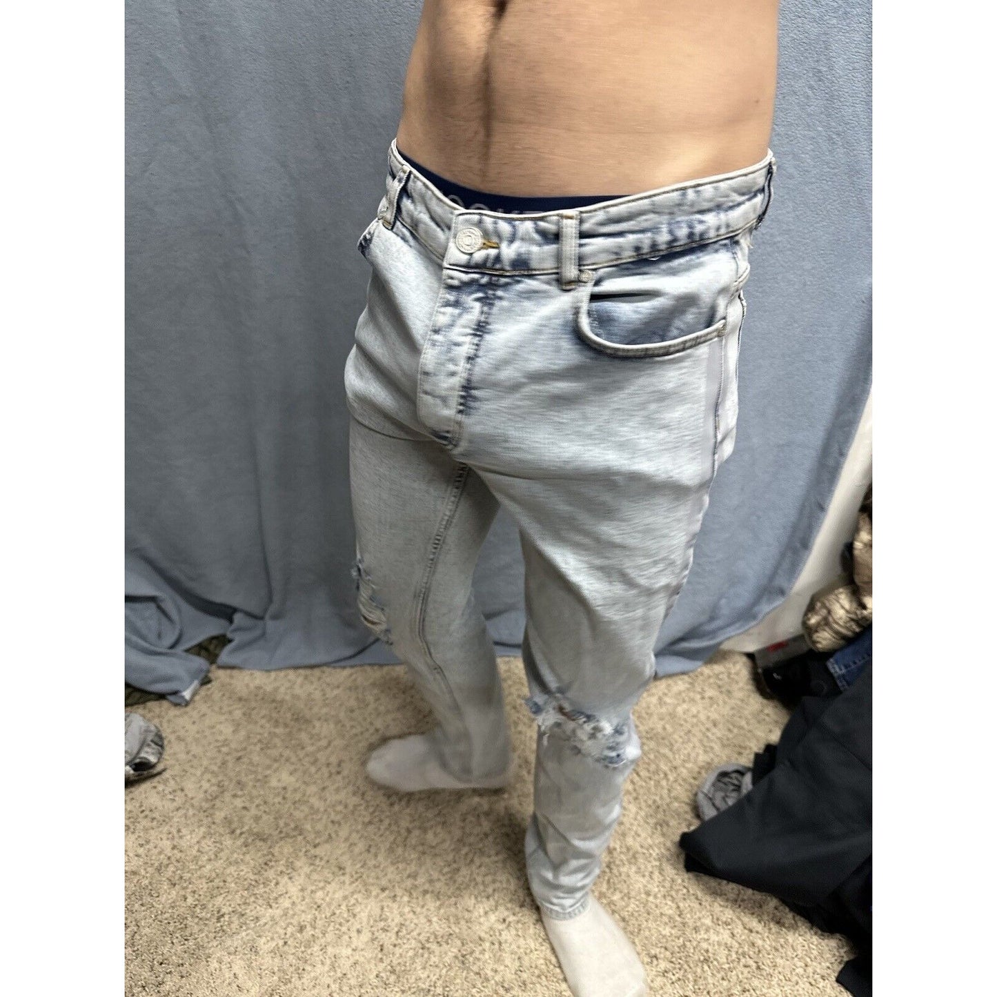 Men’s Light Blue Boohooman Size 34 Regular Jeans