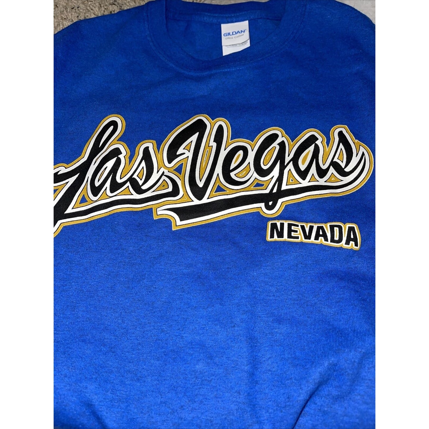 Men’s Small Gildan Blue Las Vegas Nevada T-Shirt Short Sleeve