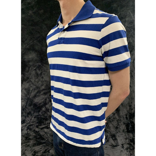 Mossimo Supply Co Blue & White Stripes Men’s Medium Short Sleeves Polo Shirt