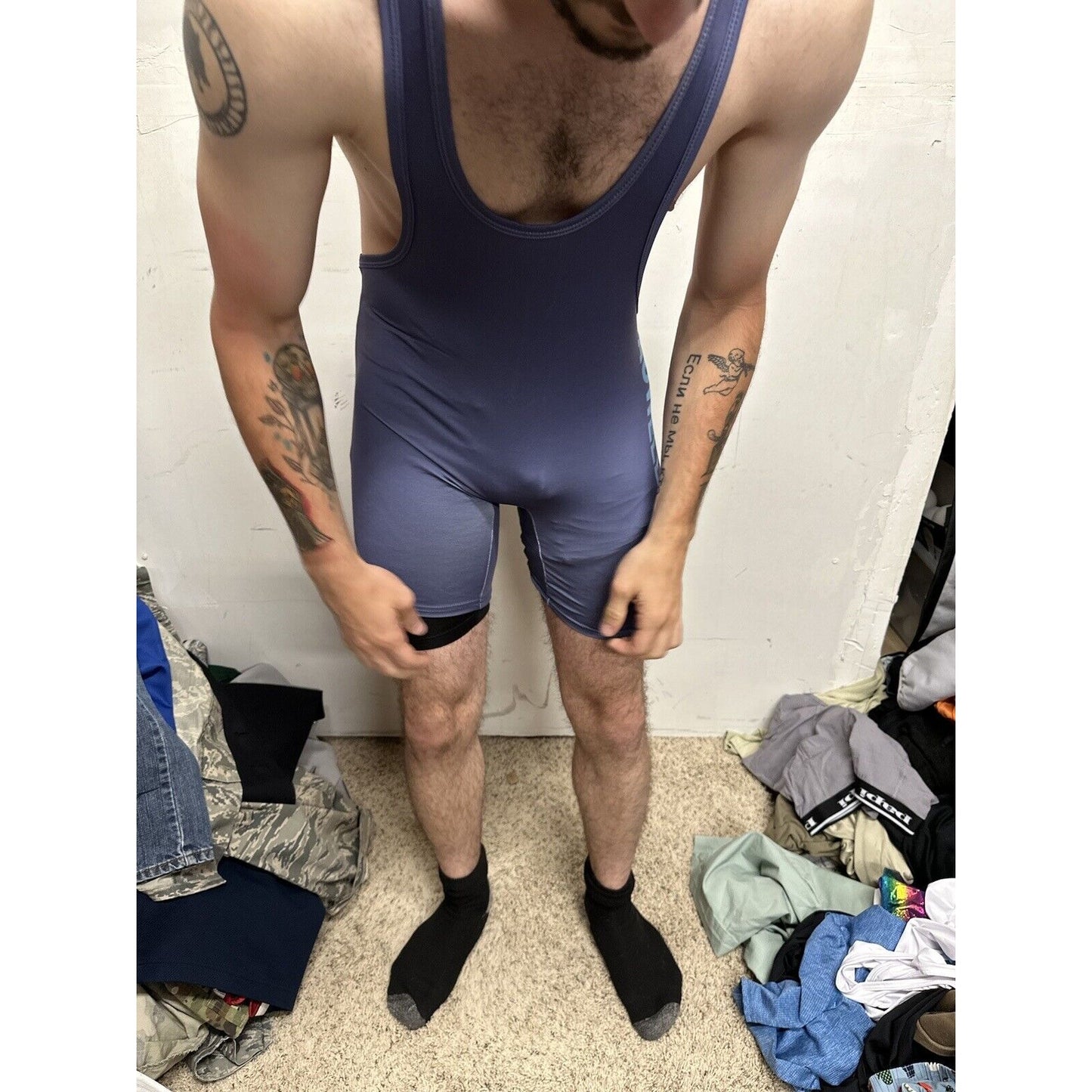Men’s Gray Tauwell Wrestling Singlet Large