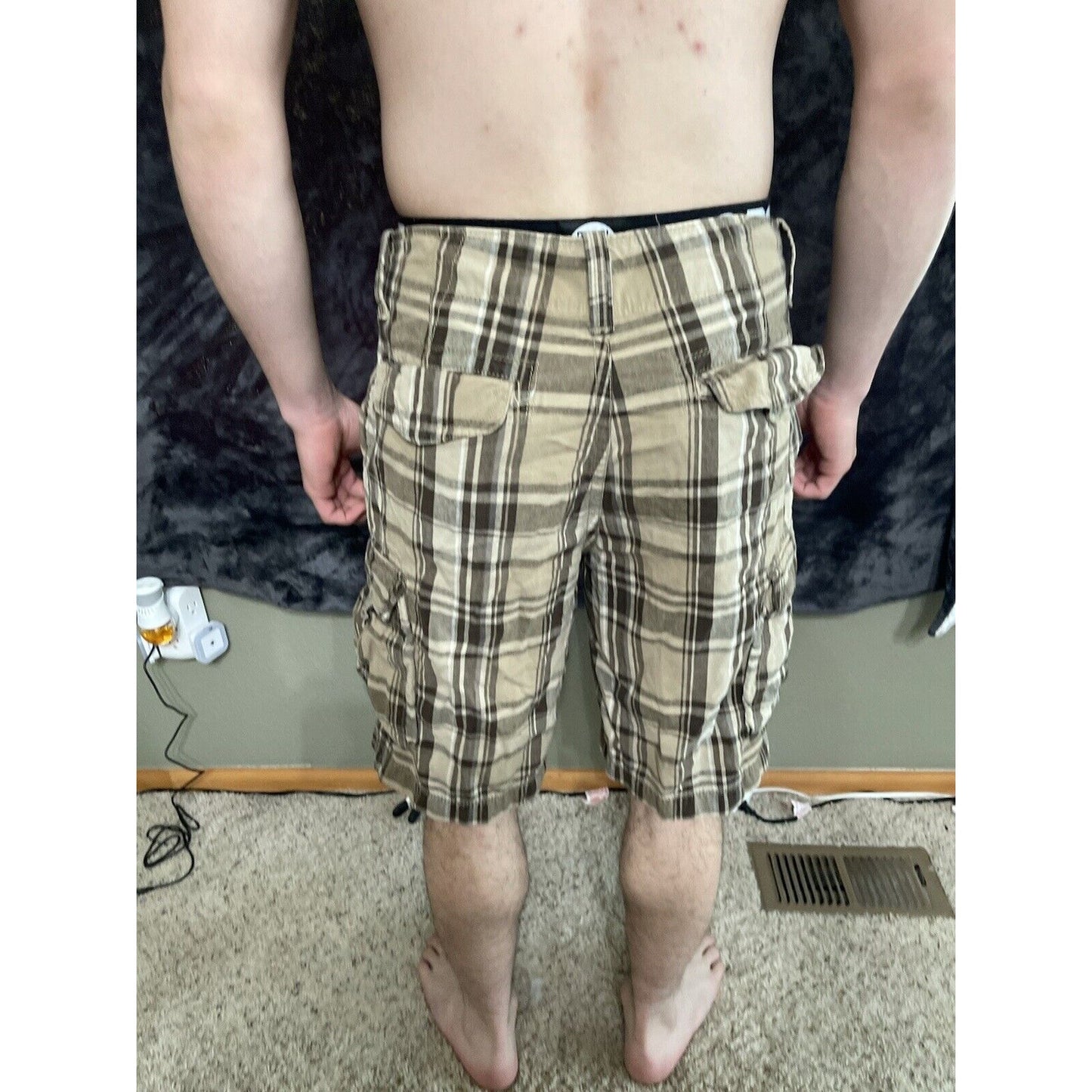 Men’s Arizona Jean Company Tan Plaid Shorts Size 31