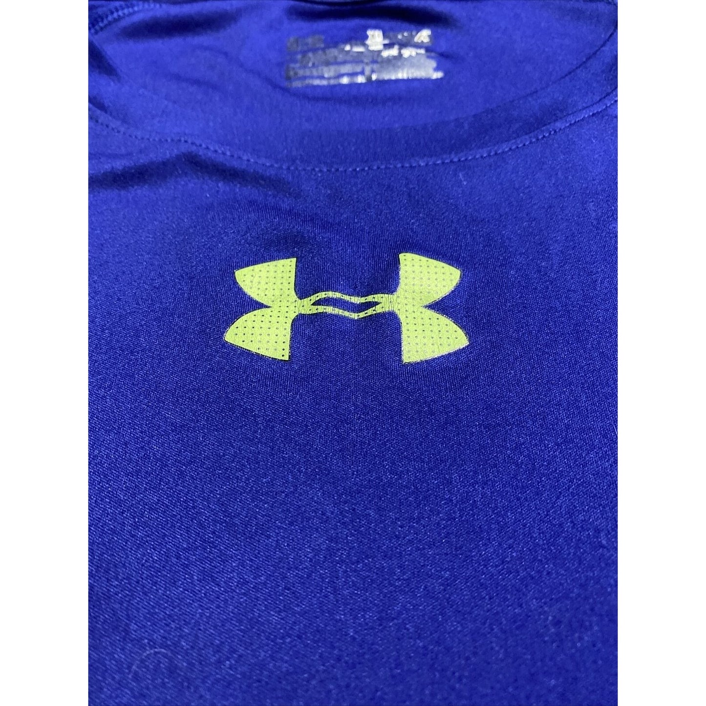 Under Armour Men’s XL Blue Neon Yellow Polyester Gym Training Athletic Shirt