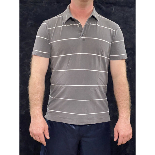 Express Design Studio Men’s Large Gray Stripes Cotton Stretch Polo Shirt
