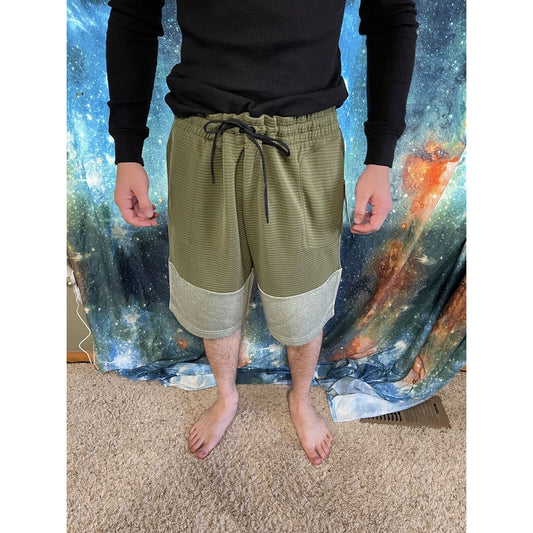 Michael Strahan Olive Green/gray Quick-Dri premium ultra fleece shorts XL