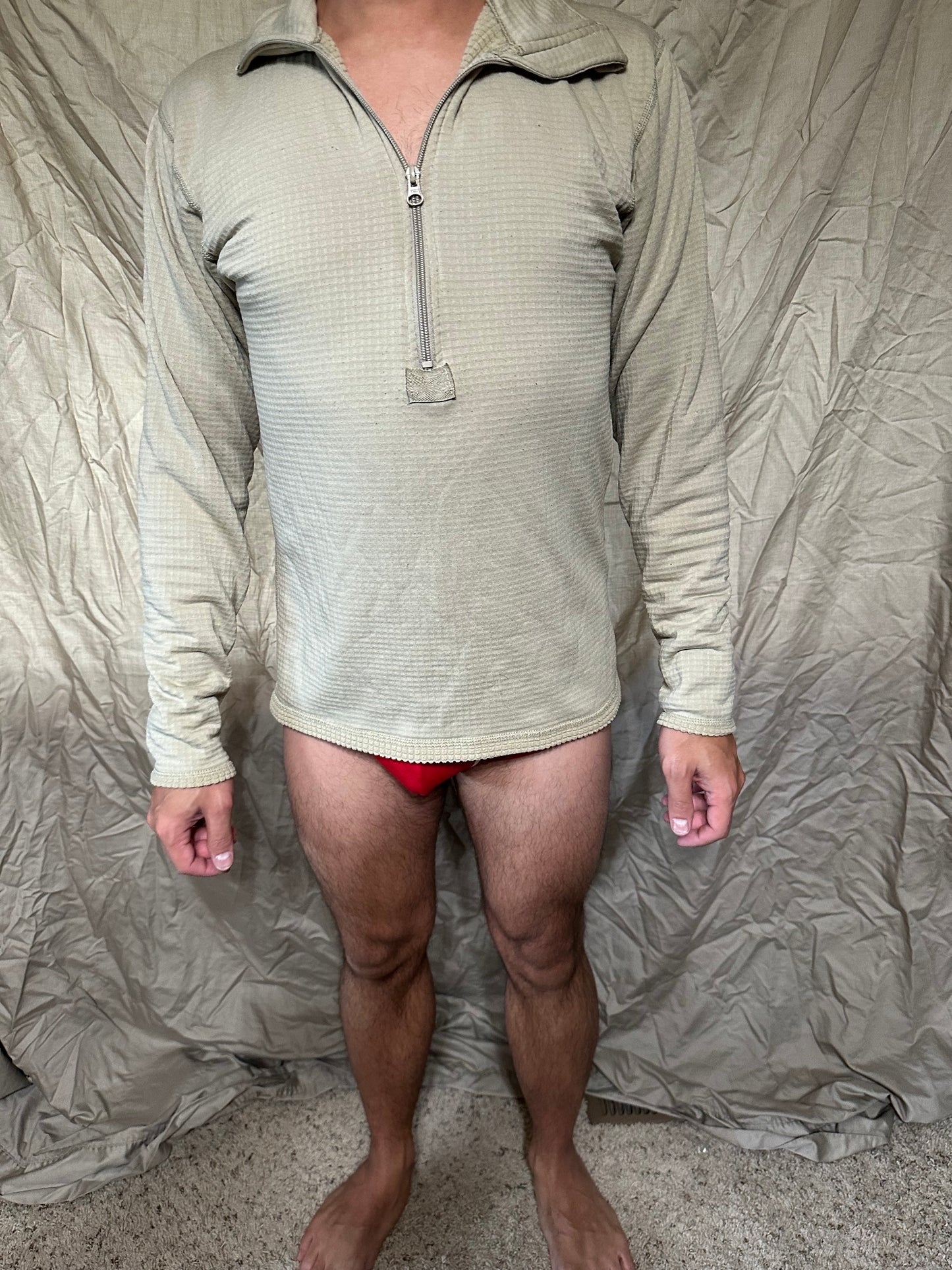 Men’s tan cold weather 1/4 zip cold weather shirt long sleeved gen iii