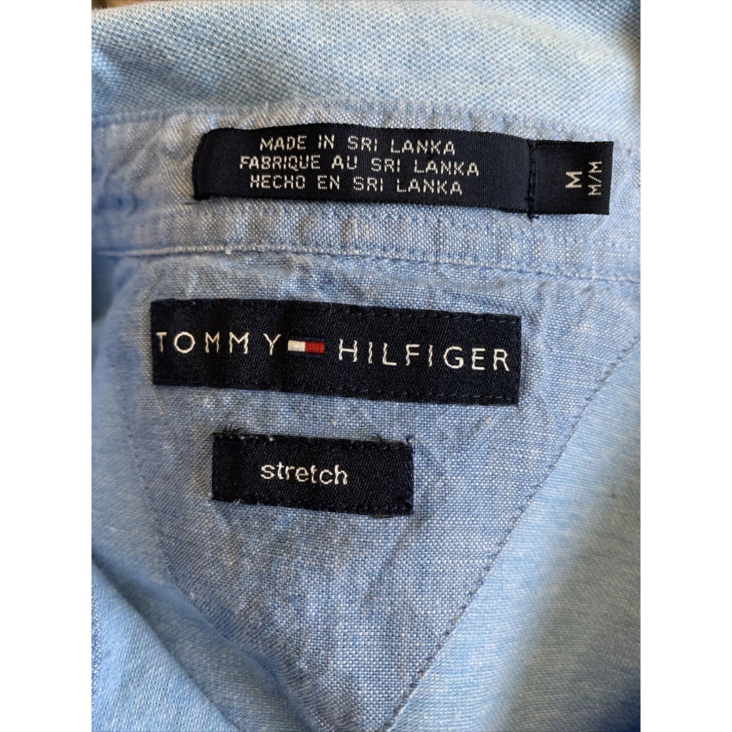 Vintage Tommy Hilfiger Polo Golf Shirt Blue Cotton Stretch Size Medium