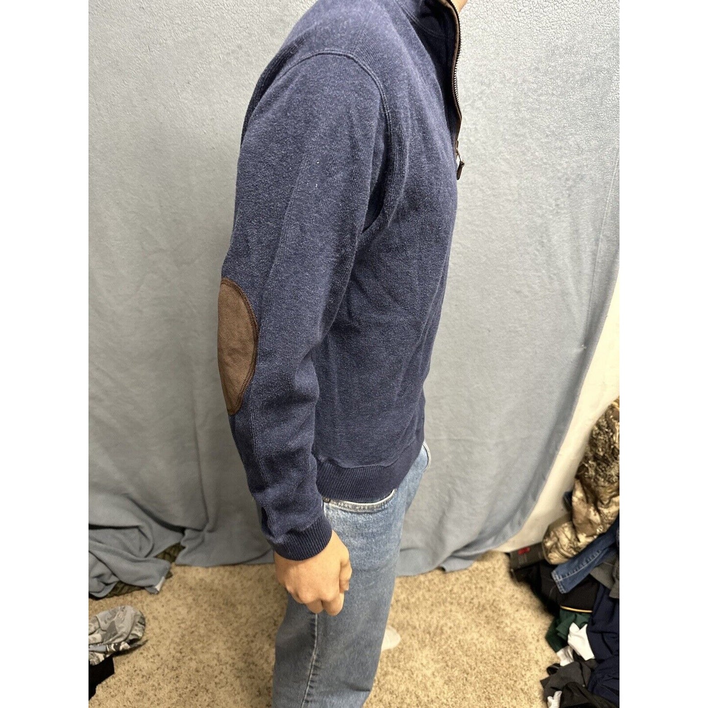 Men’s Dark Blue Medium Cremieux 1/4 Zip Long Sleep Pullover Sweater