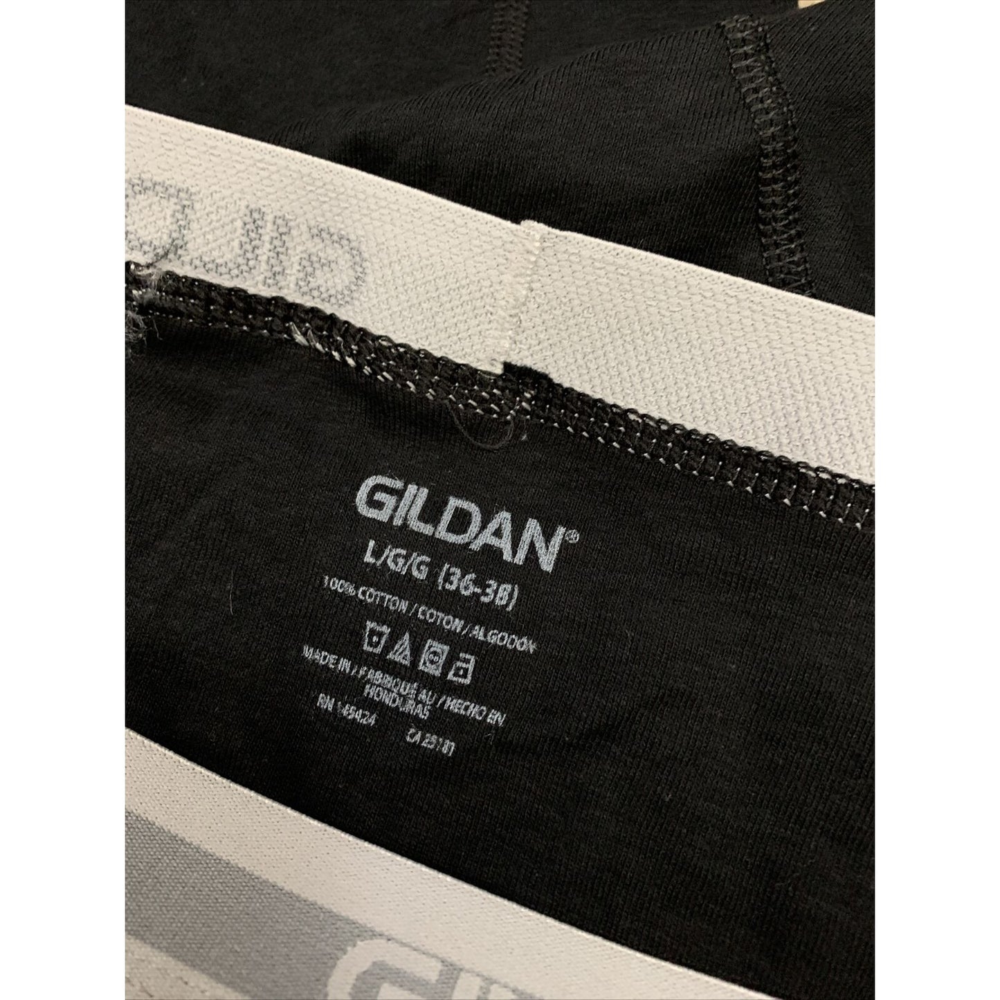 Men's Gildan Boxer Briefs 100% Cotton - Black Size Large
