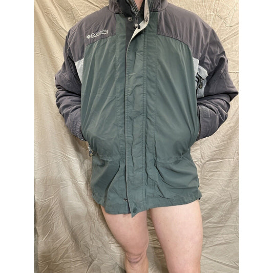 Men's Columbia Core Interchange Large green and gray Snow Jacket Zip And Buttons