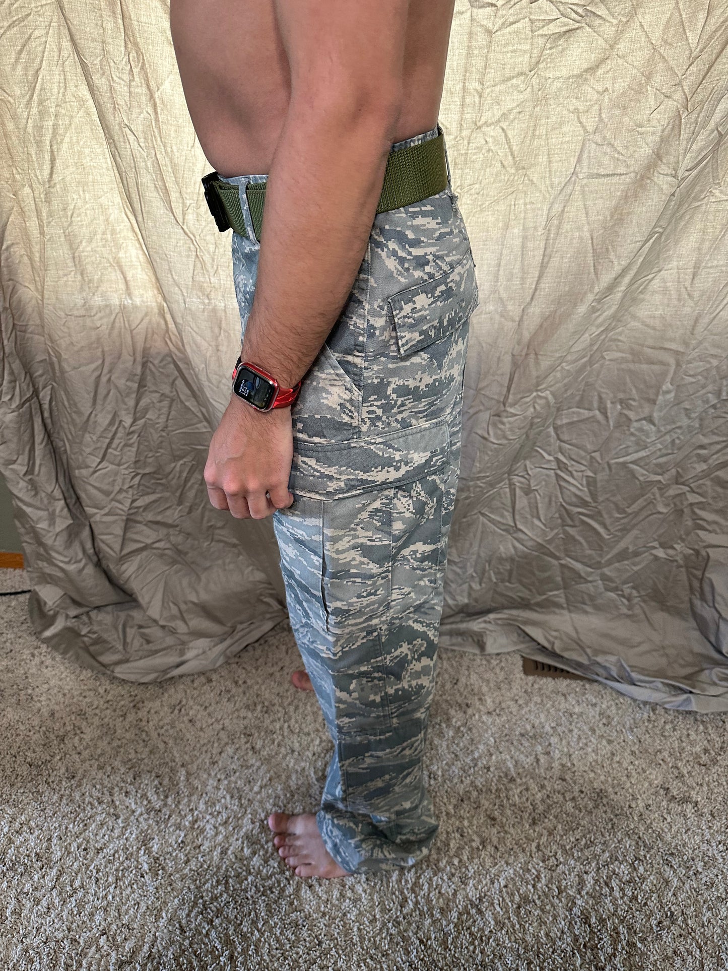 Men’s 30R Abu airman battle uniform USAF civil air patrol pants with olive green belt included