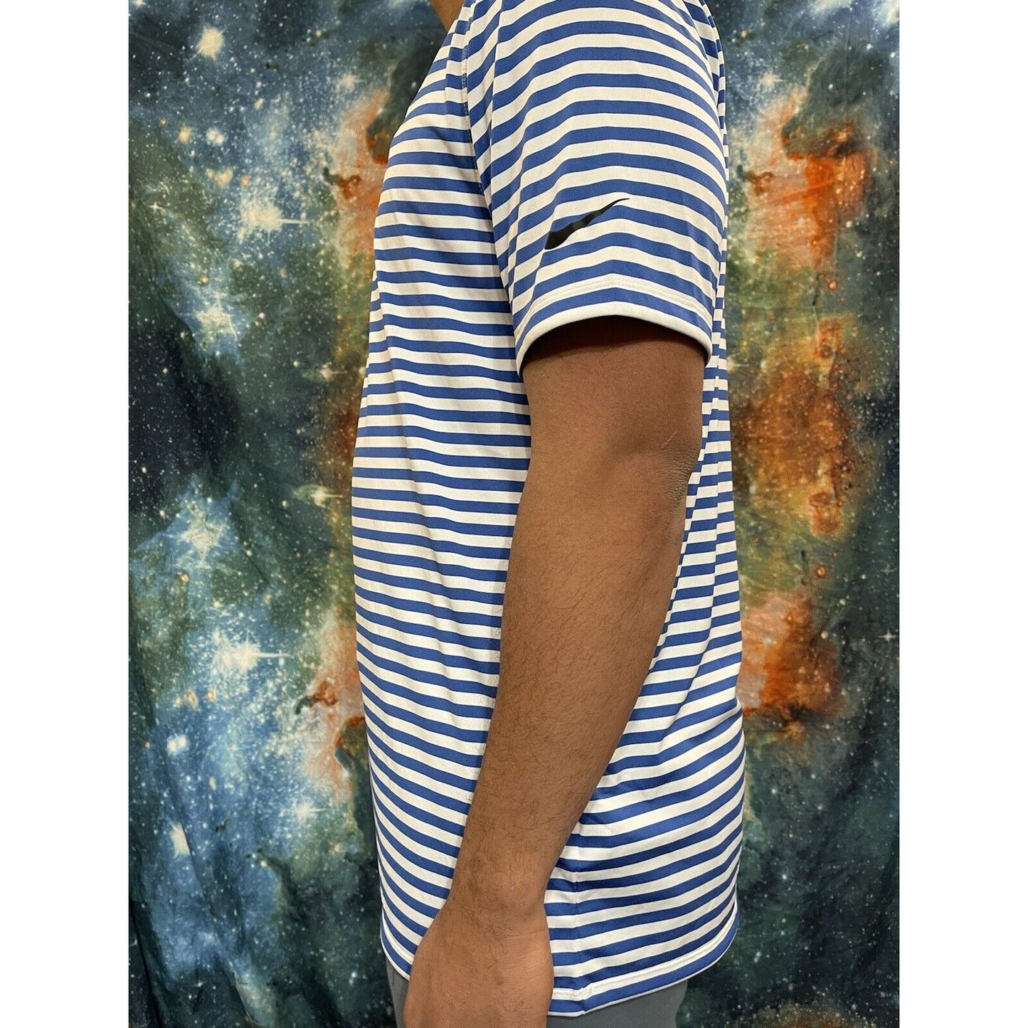 Men’s Doherty High School Spartans Striped blue Nike Golf Shirt Sleeve Shirt L