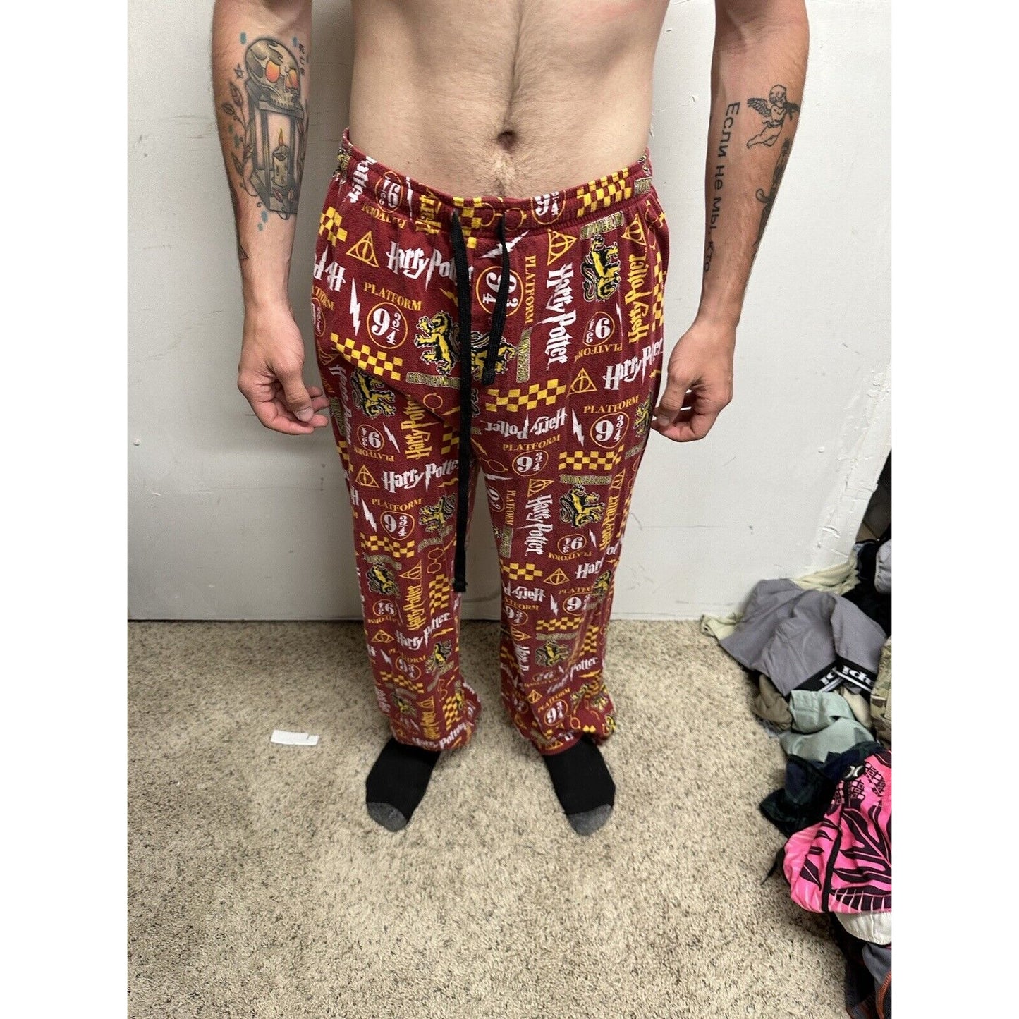 MENS XL Harry Potter Hogwarts Gryffindor Sleep Lounge Pajama Pants Platform