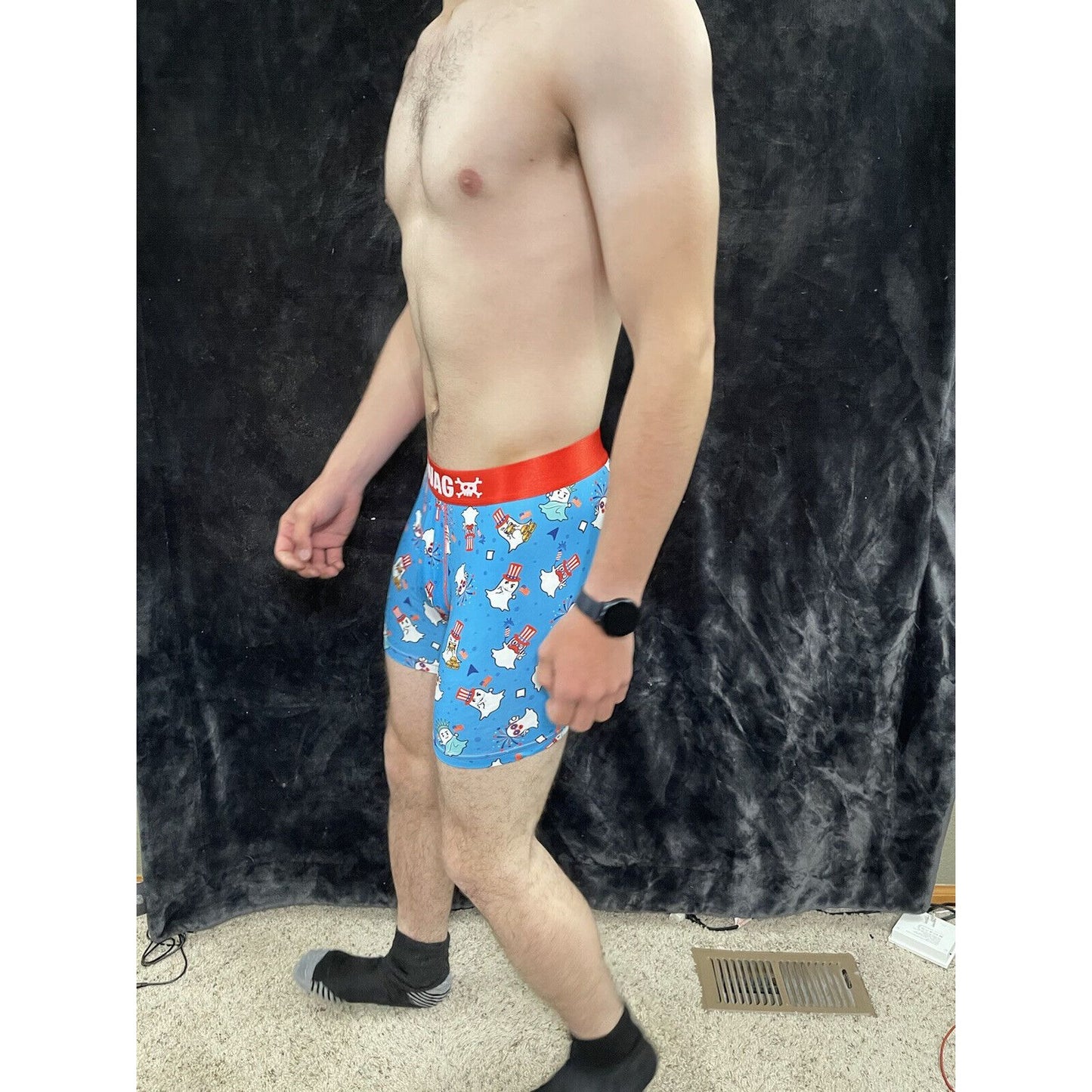 Men’s Medium Swag Boxer Briefs Americana Ghosts Patriotic Flags USA
