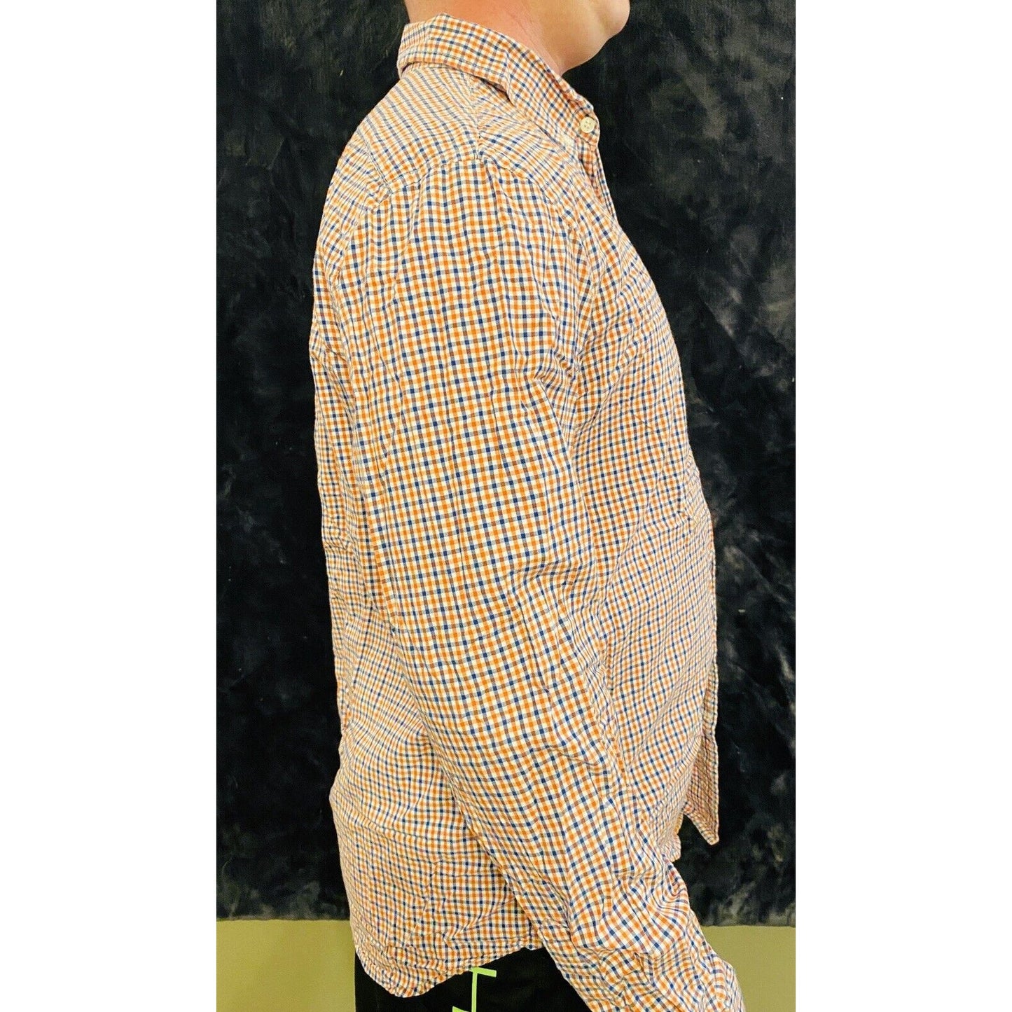 Men's Old Navy 'The Classic Shirt' Checked (blue + orange) Large Long Sleeves