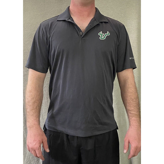 Columbia Golf USF South Florida Bulls Gray w/ Green Logo Men’s Large Polo Shirt