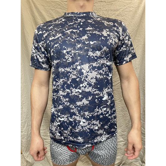 Boy's Youth Large Digi Camo Alleson Athletic Blue Compression Workout Shirt