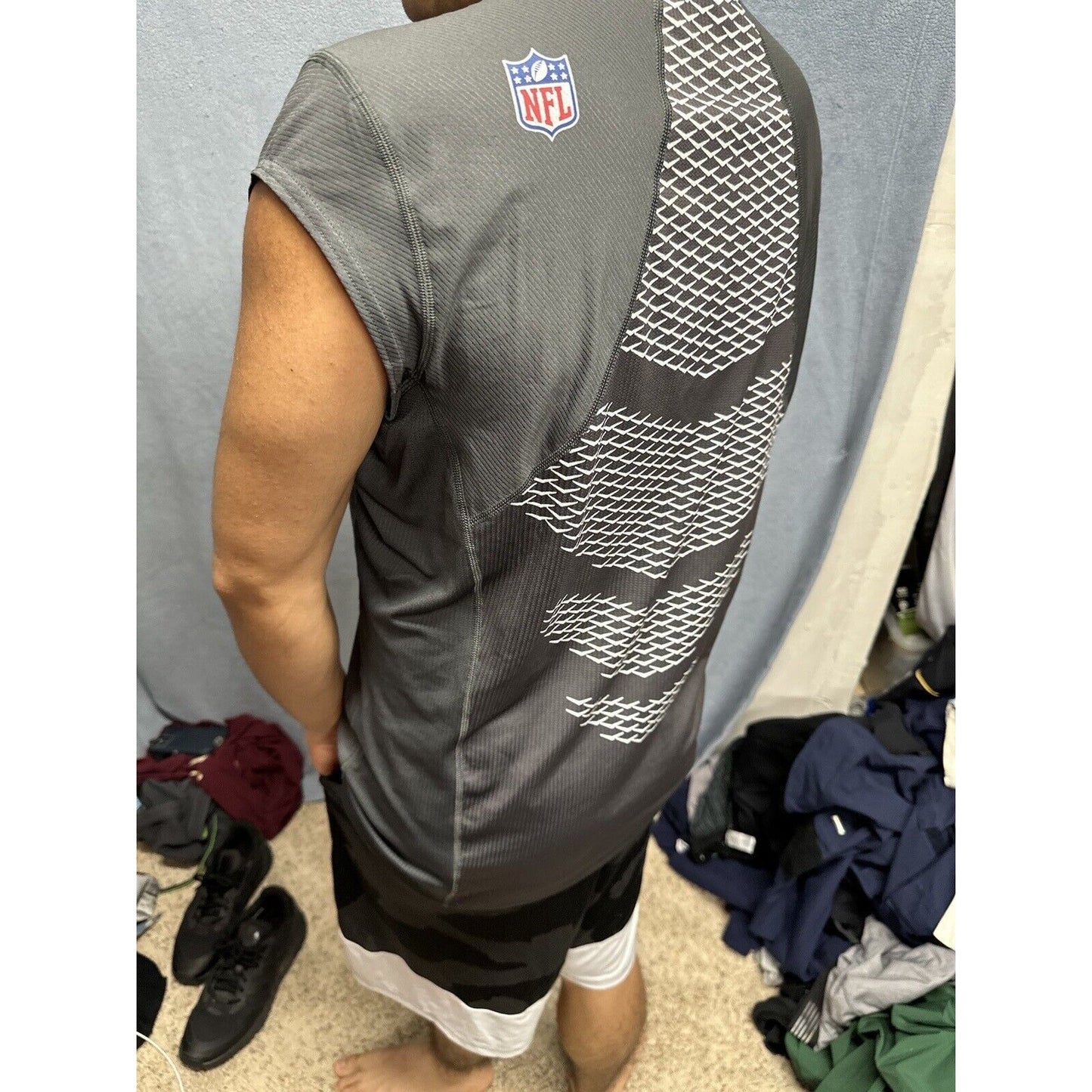 Men’s NFL On Field Apparel Muscle Shirt Gray New York Jets Shirt Large