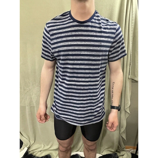 Vintage Calvin Klein Striped T-Shirt Blue White Navy Stripes Size Large