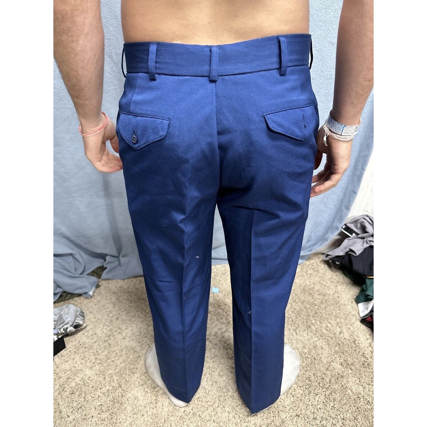 Men’s Usmc Trousers Uniform Pants Marines 33S Poly Wool Blue