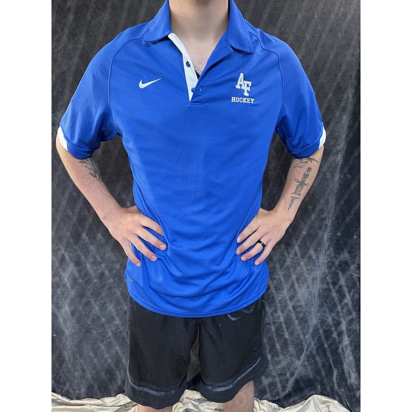 men’s air force falcons usafa academy nike dri fit medium hockey polo shirt