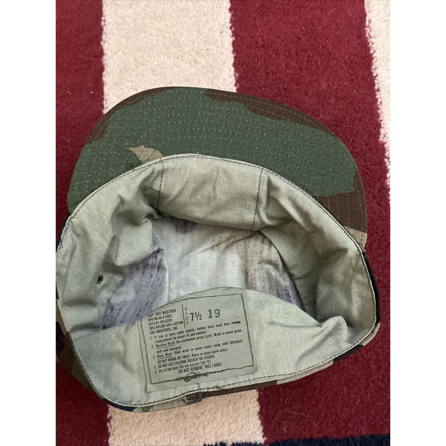 military cap hat cover BDU battle dress uniform camo 7 1/2