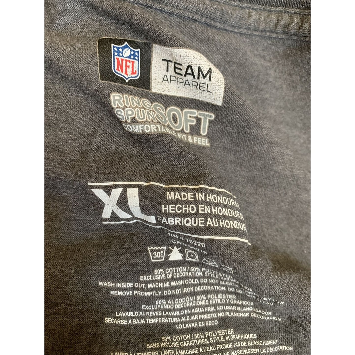 Adult Denver Broncos NFL Team Apparel Gray T-Shirt XL Ring Spun Soft Nice!