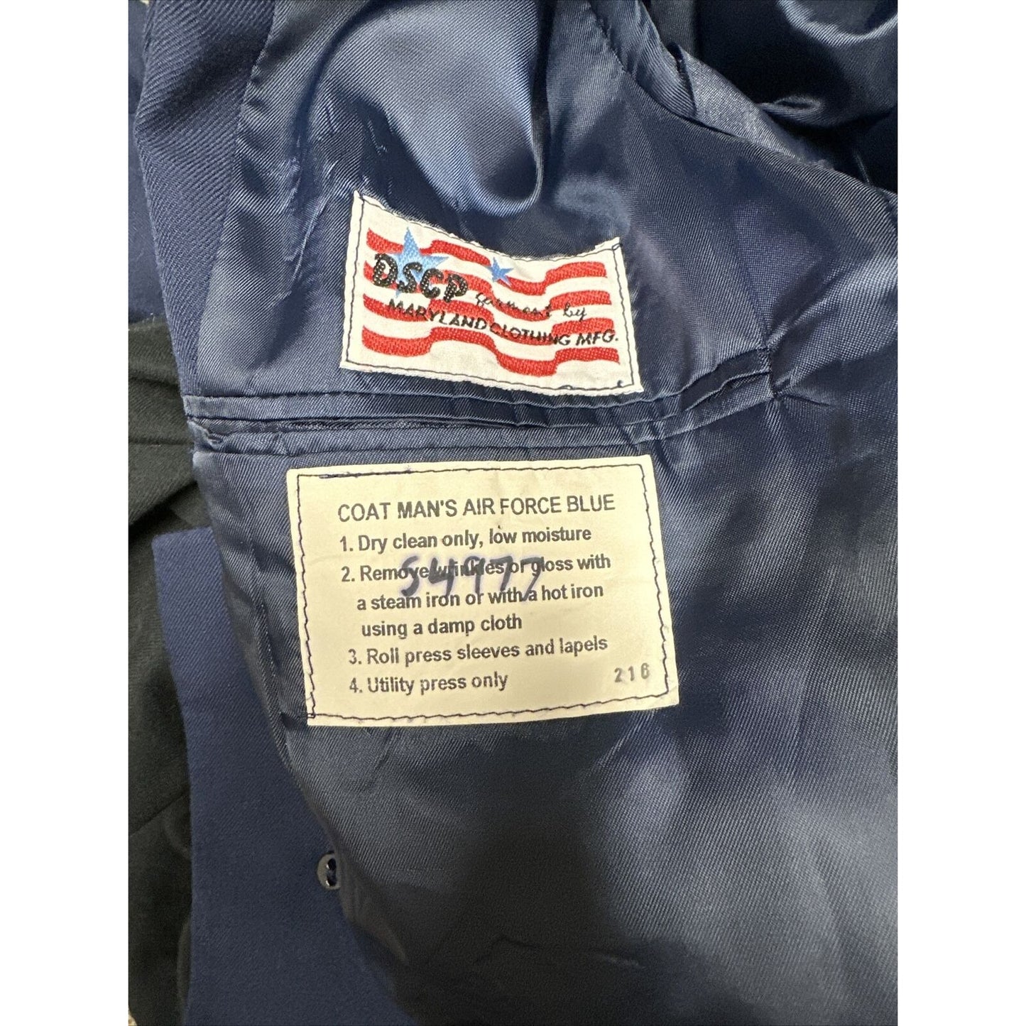 Men’s Air Force 40XL USAF Air Force Service Dress Coat Blue Enlisted Dscp