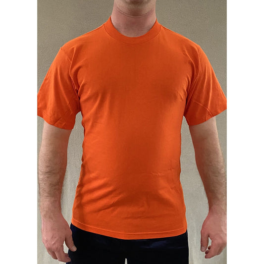 The Cotton Exchange Men’s Medium Plain Solid Orange Cotton T-shirt