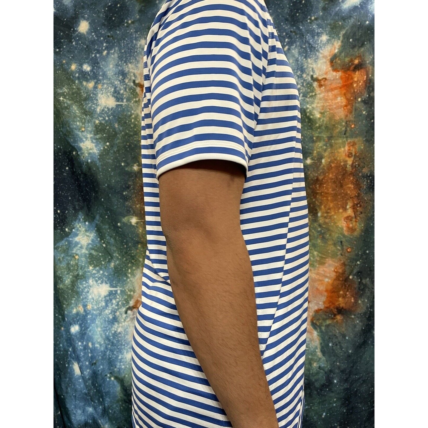 Men’s Doherty High School Spartans Striped blue Nike Golf Shirt Sleeve Shirt L