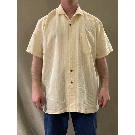 Island Shores Men's 2XL Yellow Plaid Button-down Camp Collar Short Sleeves Shirt