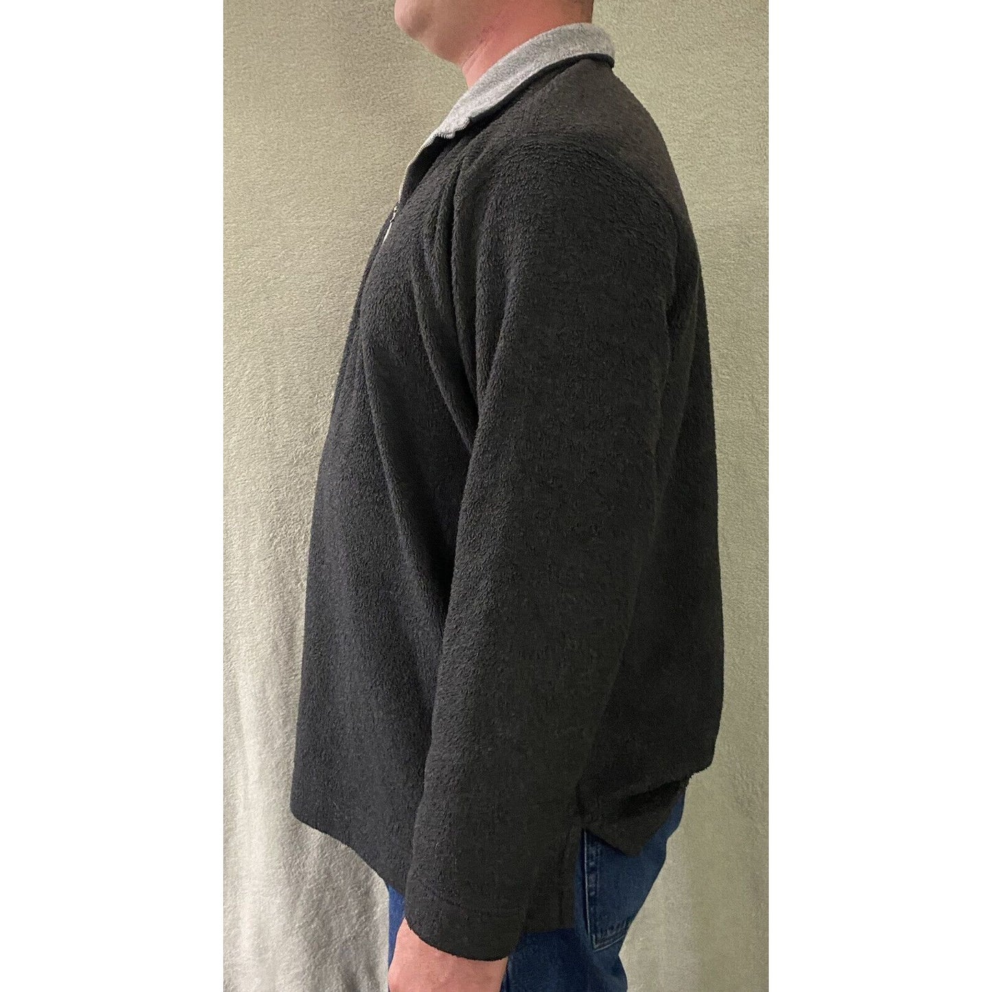Vintage Catalina Men’s XL Dark Gray 1/4-Zip Polyester Soft Furry Jacket