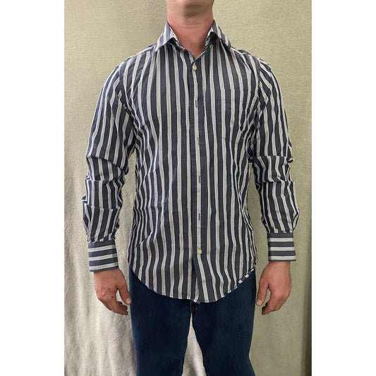 Trailer Vintage Fit Men’s XL Blue Gray Stripes Button-down Long Sleeves Shirt