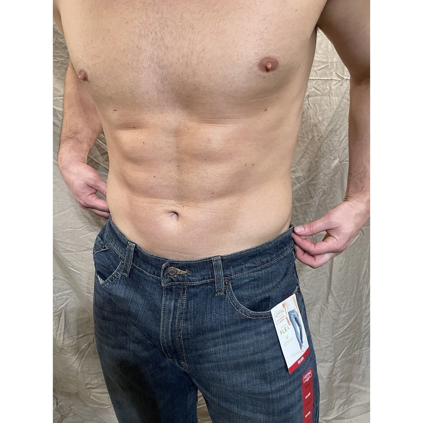 Men's Levis signature premium flex relaxed 38 x 30 jeans blue