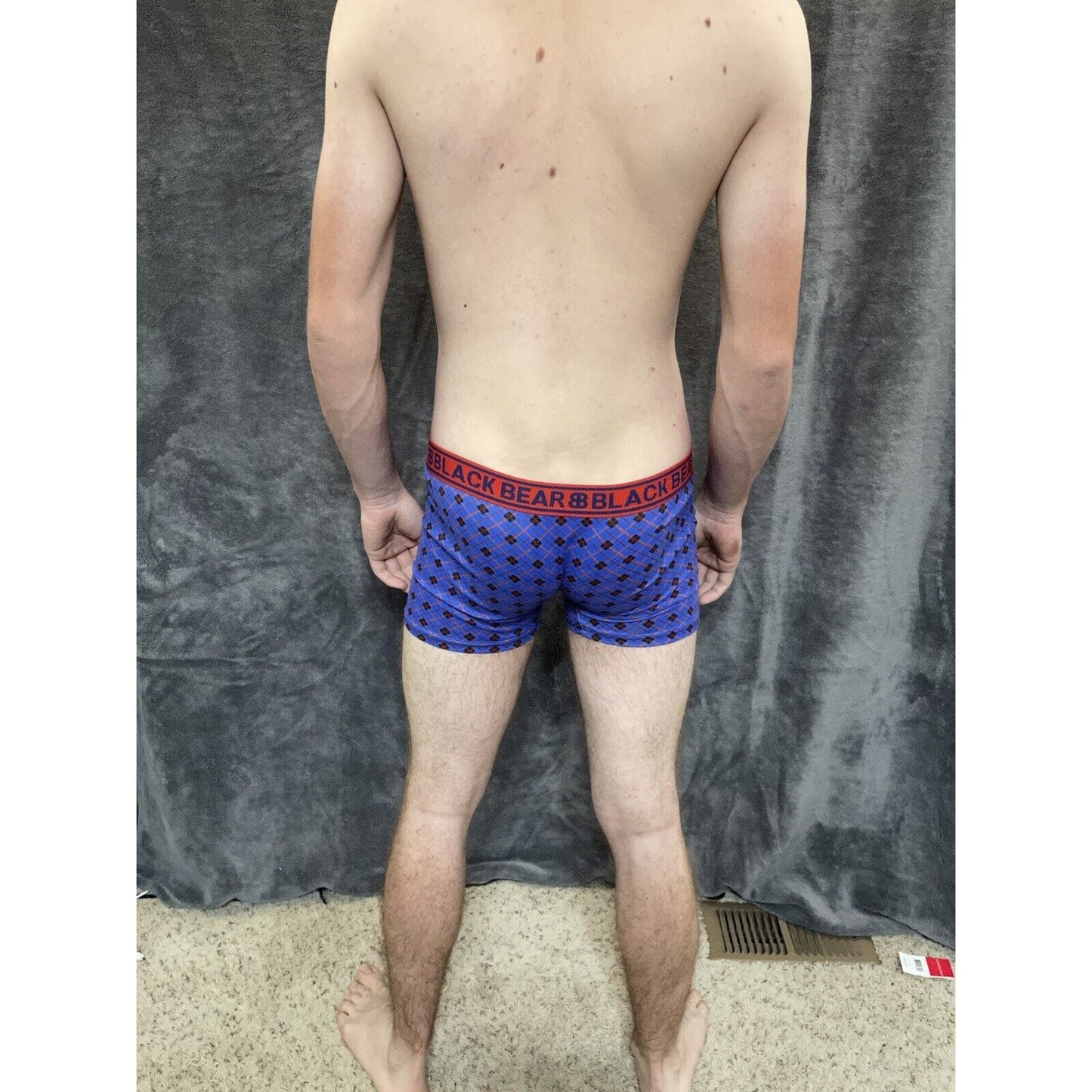 men's medium athletic trunk style black bear boxer brief Blue And Red Plaid