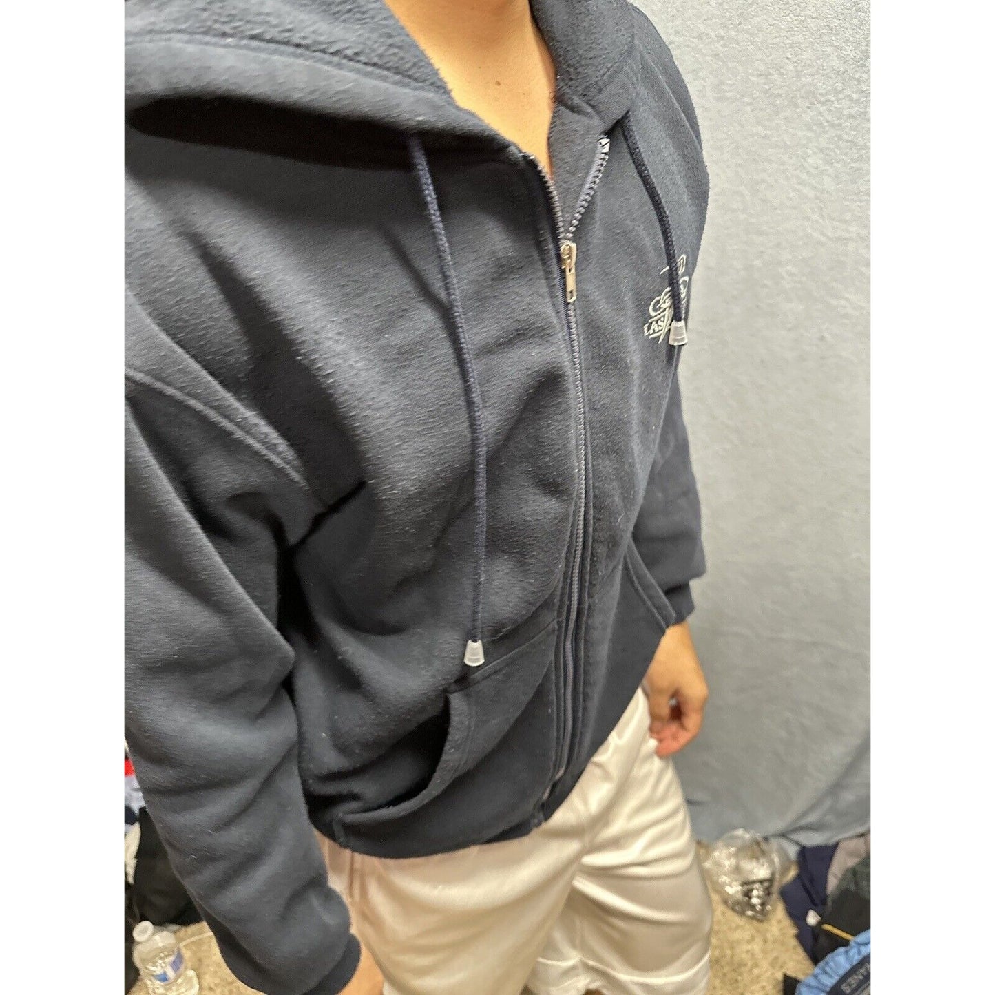 Men’s Dark Blue Full Zip Hoodie Las Vegas Medium DC Classic Polyester