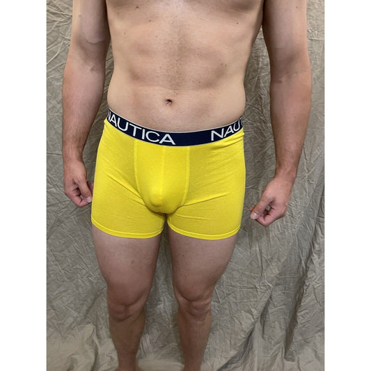 men's nautica 5% spandex boxer brief yellow large