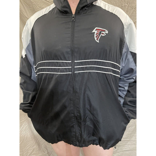 Men's SI NFL Team Reebok full zip atlanta falcons black windbreaker jacket XL