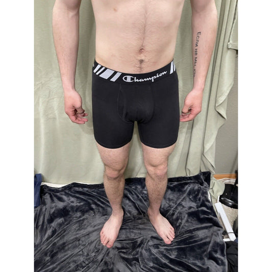 Champion Men's Boxer Briefs Underwear Size Medium Black 5% Spandex New