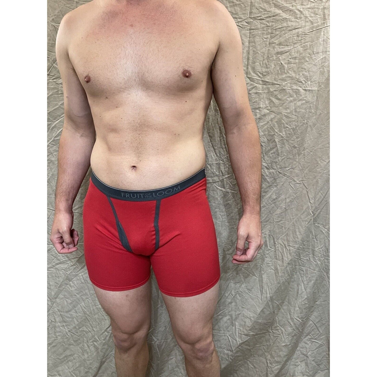 men's red  fruit of the loom cotton boxer brief Small