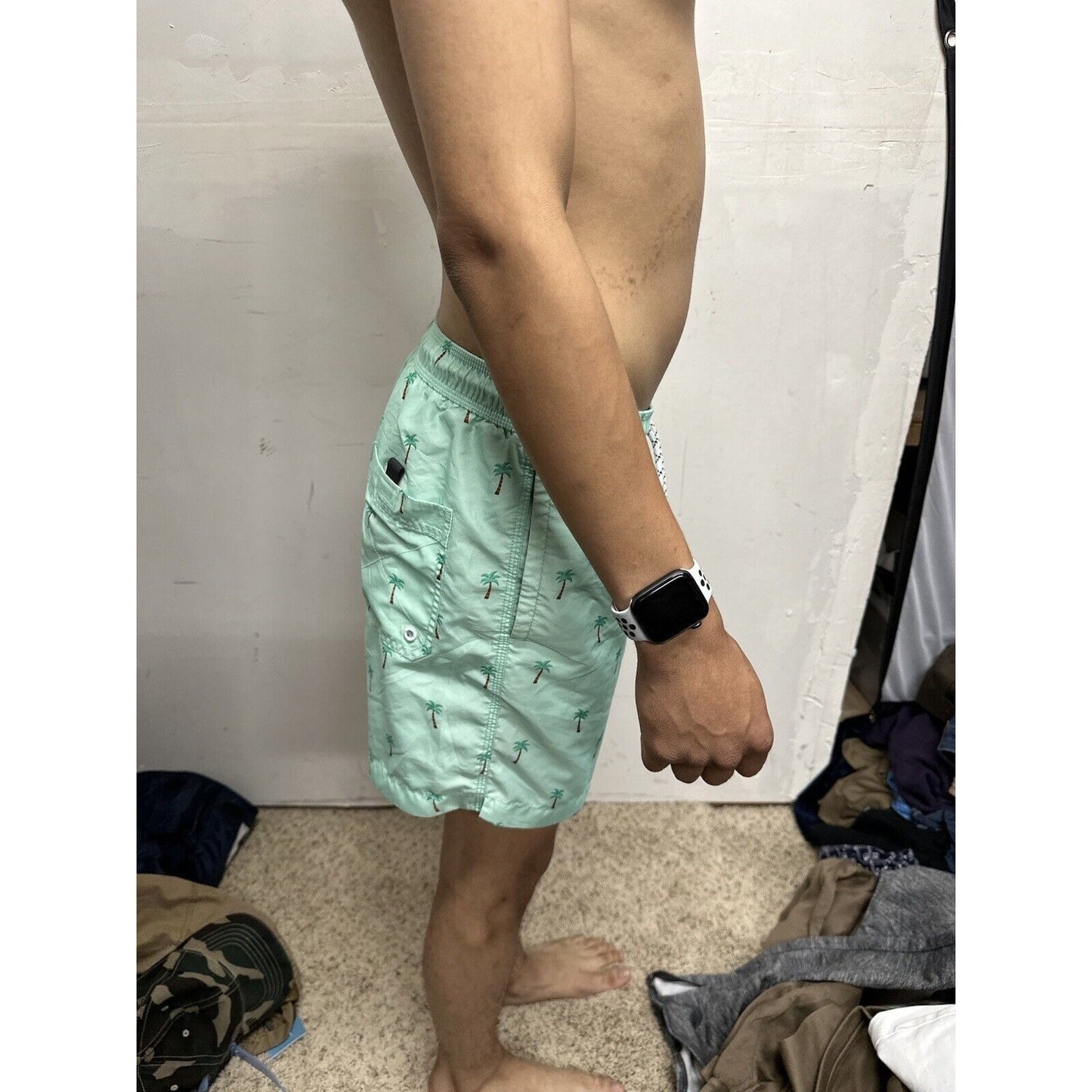 Men’s American Eagle Green Palm Tree Swim Trunks Small