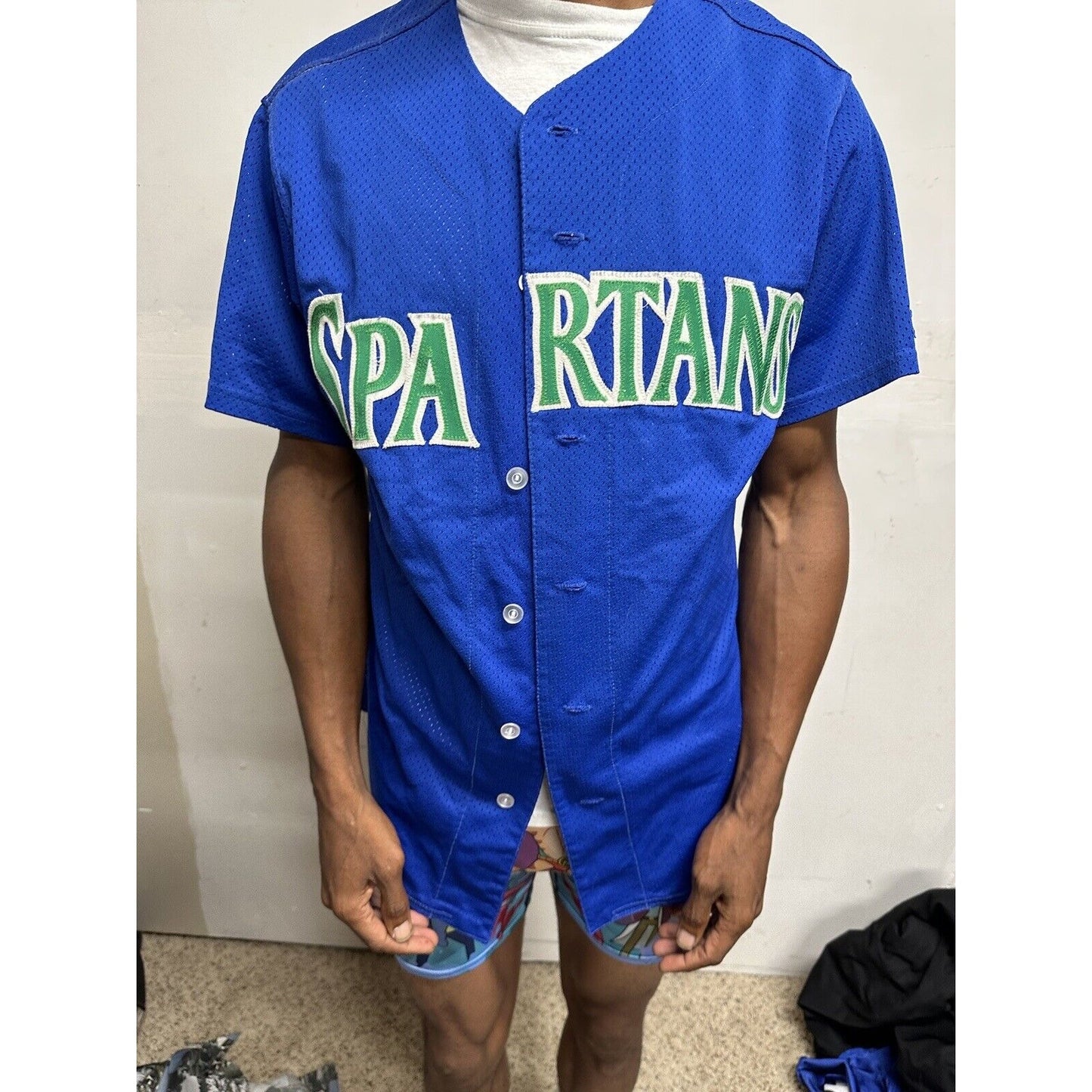 Men’s Victory Size 38 Blue Baseball Jersey Spartans