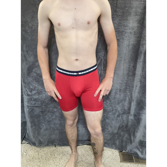 men's small tommy hilfiger red 8% elastane compression boxer brief