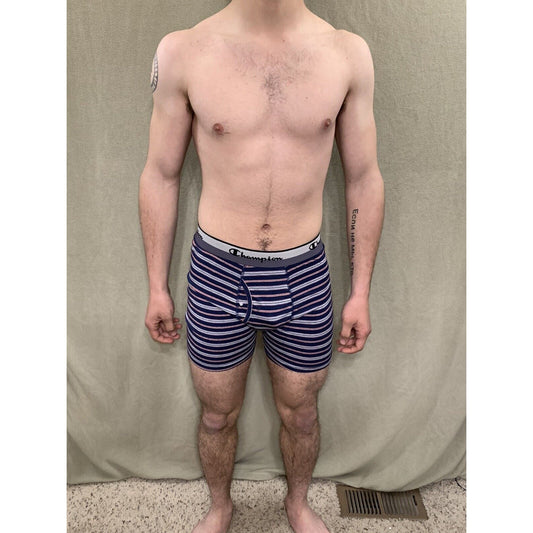 Men’s Champion Boxer Briefs Large Active Fit Striped Blue / White / Red