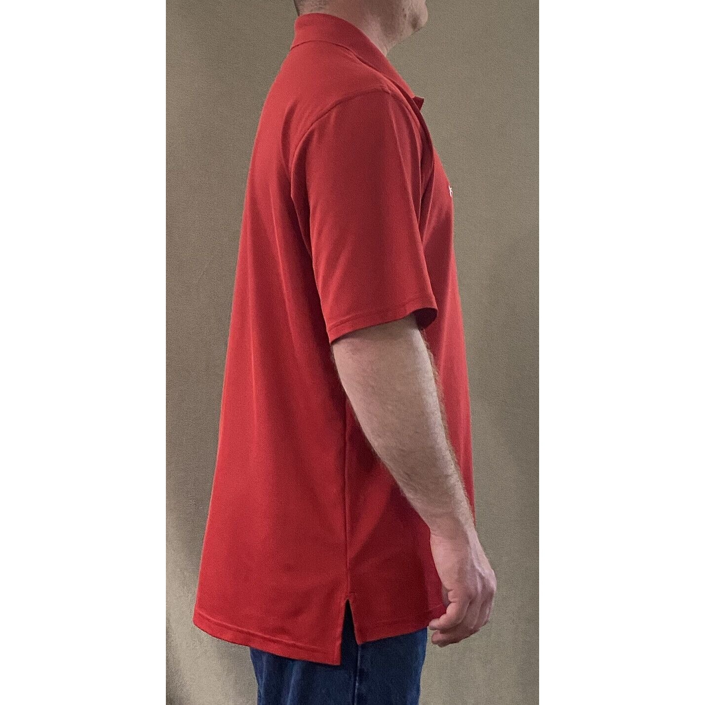 Under Armour Men’s Large Red Polyester Stretch  Golf Polo Shirt