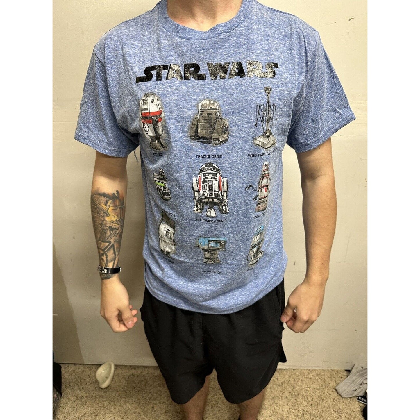 Star Wars Men’s Blue Tshirt Large Droids